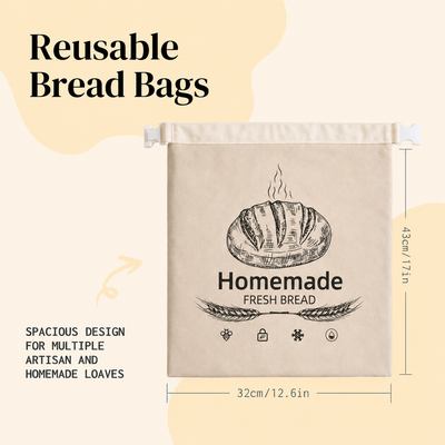 1 Pack Beeswax Bread Bags for Sourdough,Reusable Organic Linen Beeswax Bread Bag for Homemade Sourdough 17 X 12.6 Inches Food Storage Cloth Bag – Freezer-Friendly & Freshness Preservation